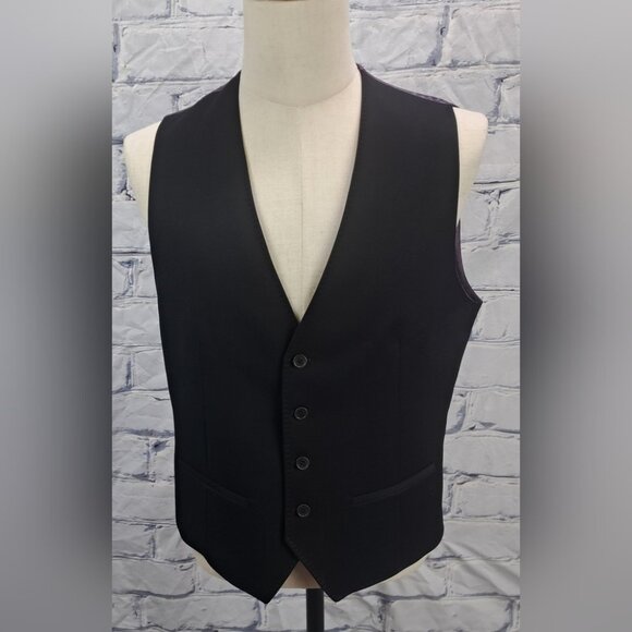 Ted Baker Men's Vest Formal Black Wool Mohair Italian Fabric Suit Tuxedo 40R - Picture 1 of 16
